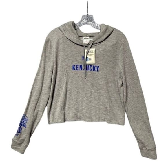 Victoria Secret Pink U Kentucky Wildcats Sequins Hooded Cropped Sweatshirt M - Picture 1 of 8